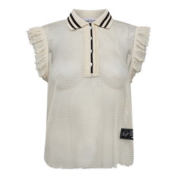 Haute L \' Amitié - Net Frill Polo Top - Off-White